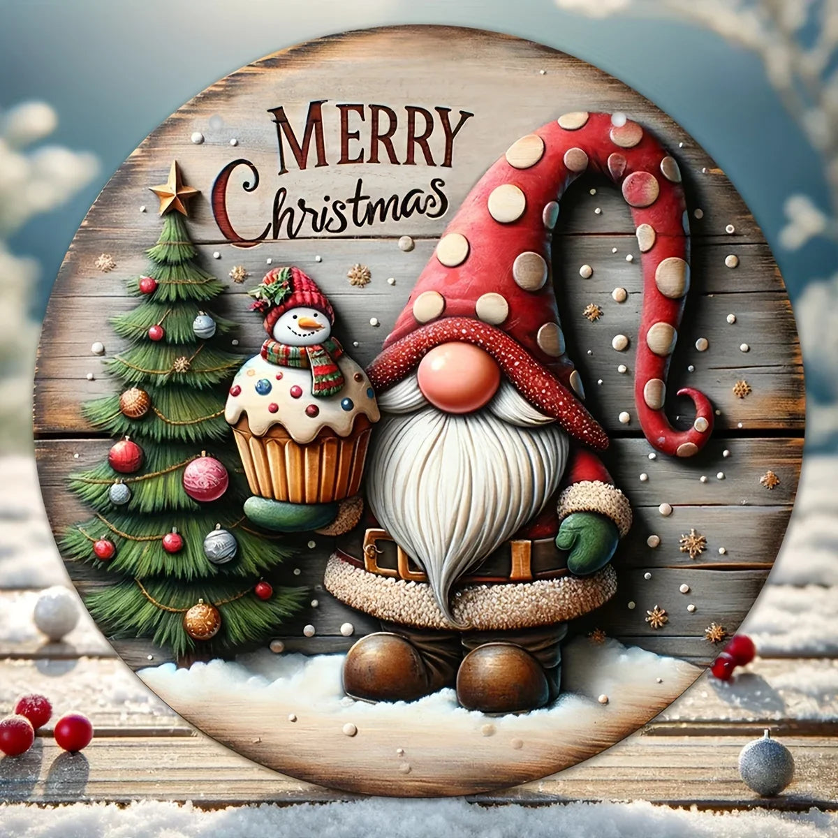 NNEOBA Wooden Merry Christmas Hanging Decoration