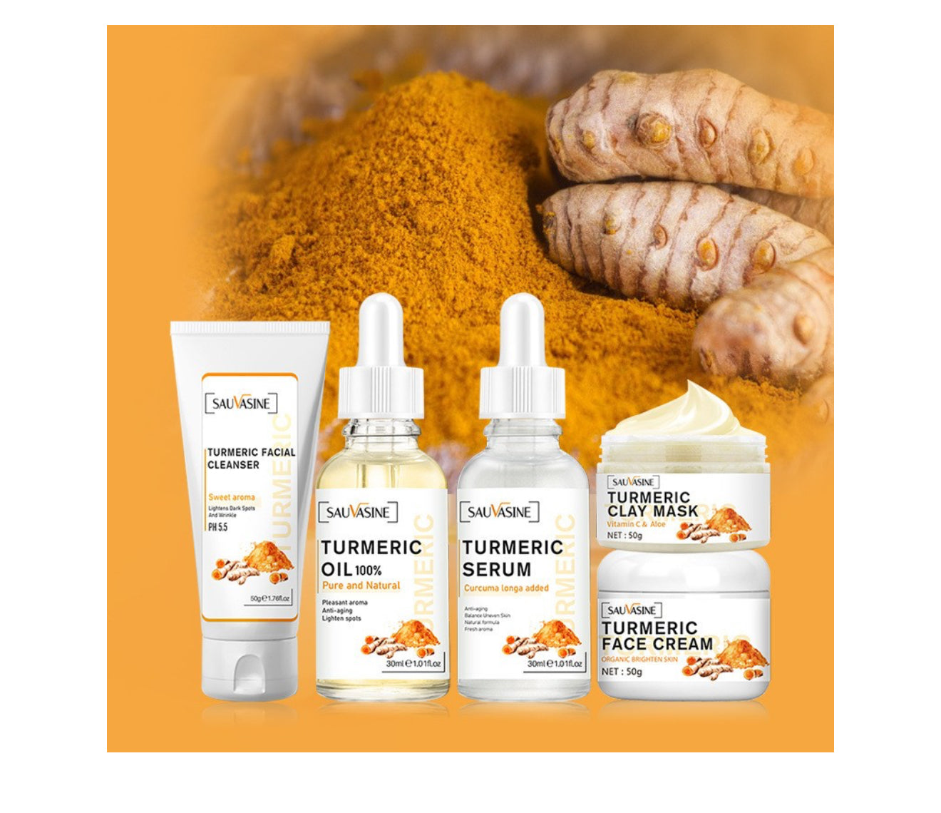 Turmeric Skin Care Kit Gentle Rejuvenation Deep Nourishing Moisturizing
