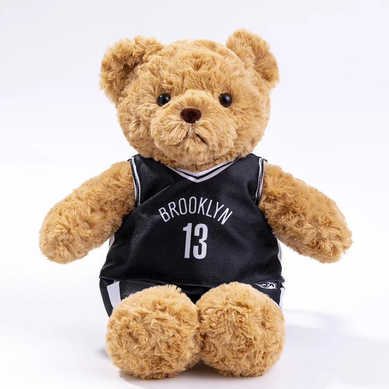 25cm Cute Bear Plush Toy Stuffed Teddy Bear Wear Basketball Star T-shirt Kids Toys Birthday Christmas Gift for Basketball Fans