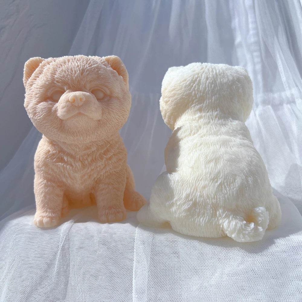 Pomeranian Dog Puppy Candle Mold Animal Puppies Soy Wax Silicone Mould Dog Lover Home Decor