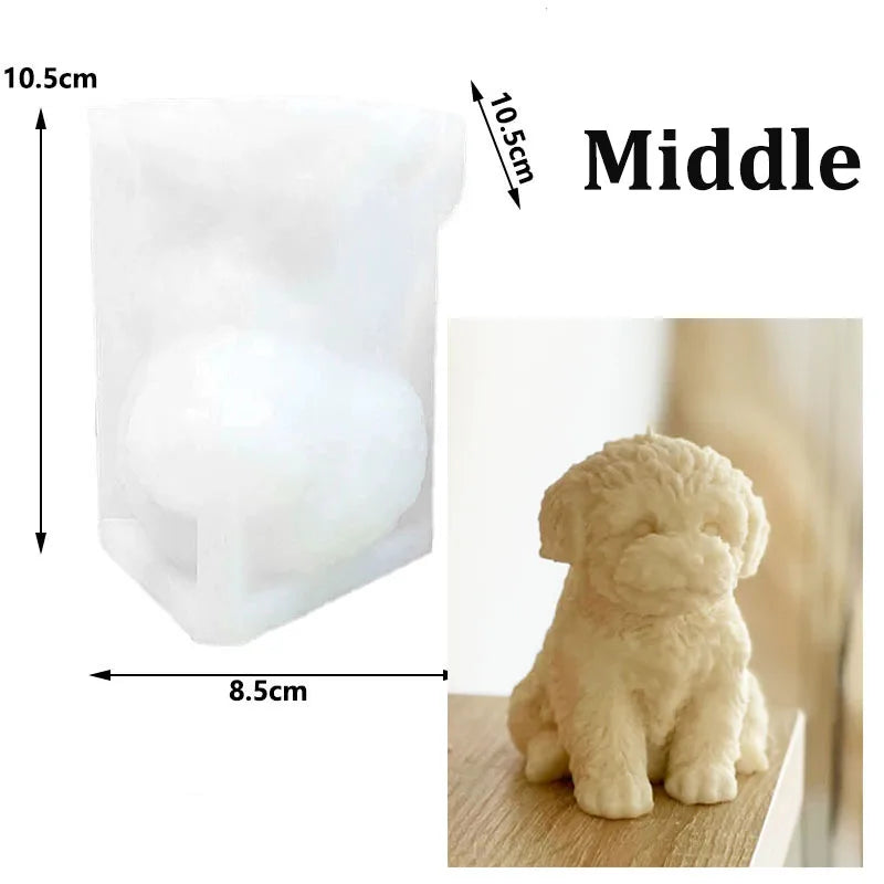Teddy Dog Candle Mold Cute Animal Pet Puppy Dog Handmade Aromatherapy Plaster Soap Silicone Mould DIY Home Decoration Tools