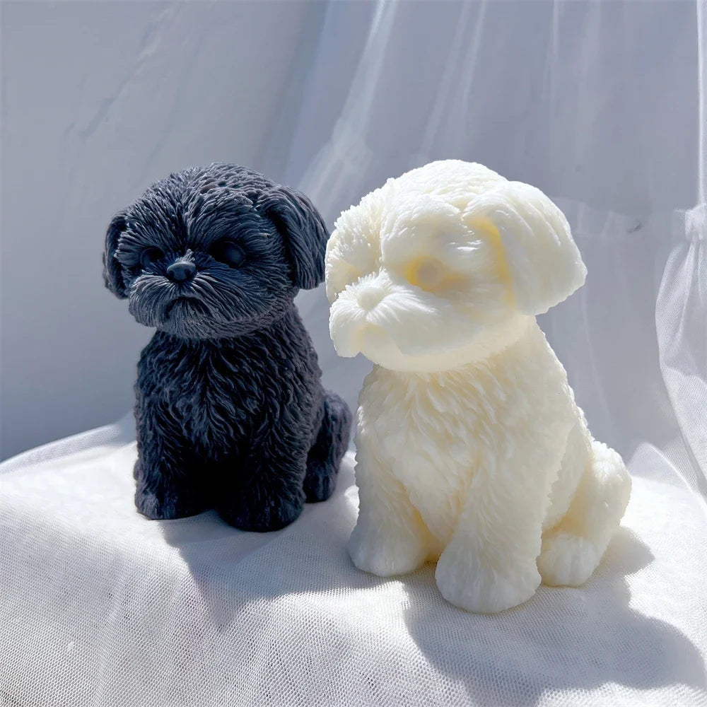Sitting Shih Tzu Puppy Silicone Candle Mold Figurine Dog Lover Home Decor Animal Pet Puppy Soy Wax Silicone Mould