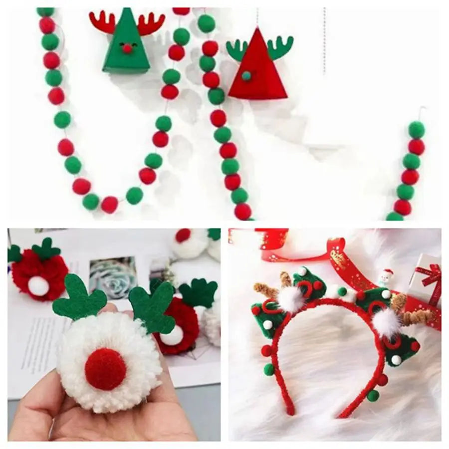 1Set 1-3cm Elasticity Plush Ball Handmade DIY Colorful Soft Ball String Flower Prop Christmas Tree Pendant Home/mall Decoration