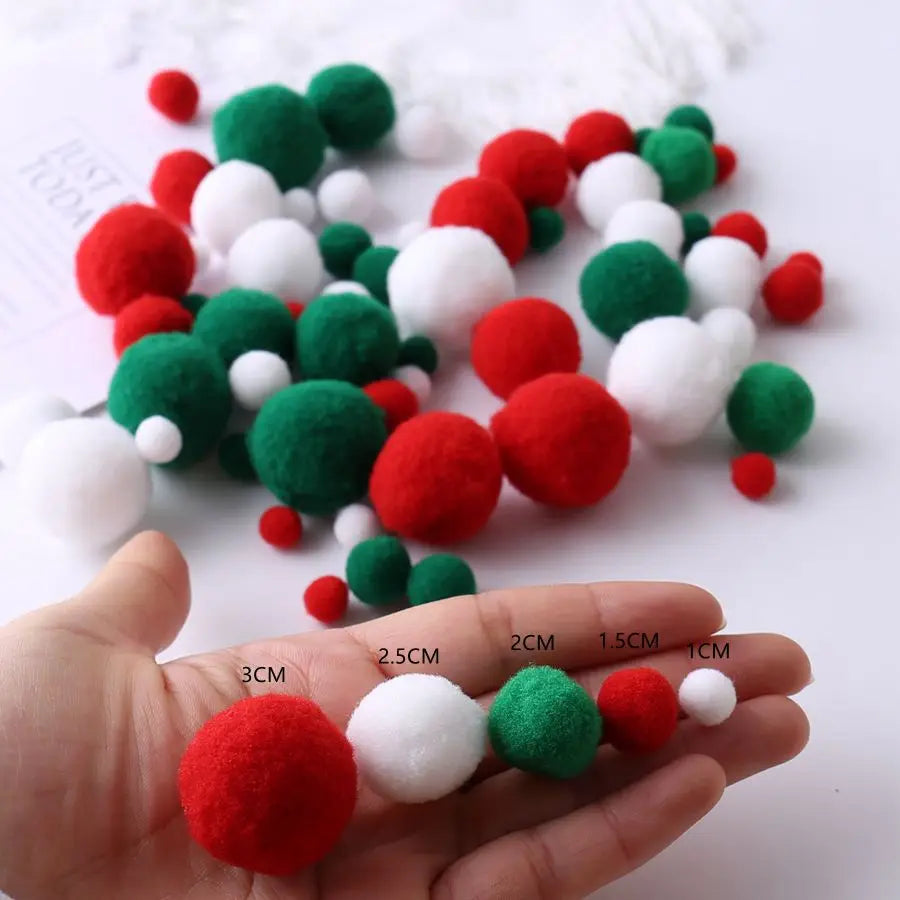 1Set 1-3cm Elasticity Plush Ball Handmade DIY Colorful Soft Ball String Flower Prop Christmas Tree Pendant Home/mall Decoration