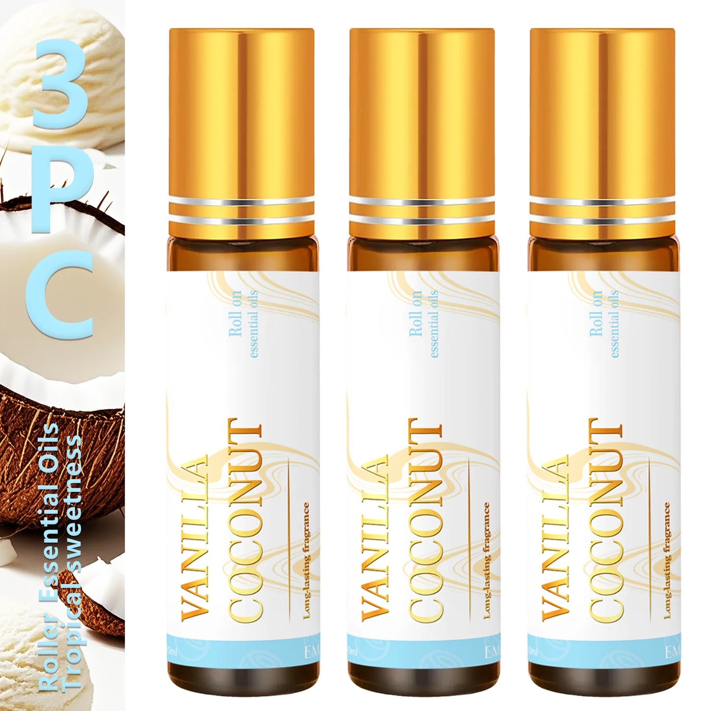 3PC 10ml Vanilla coconut perfumes Essential Oils Roller  original imported  luxury fragrance perfume mini branded perfume