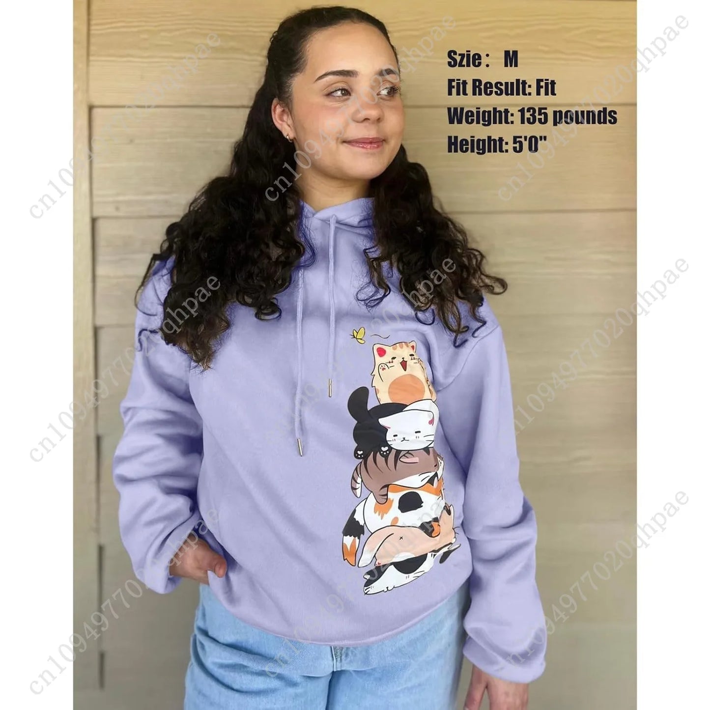 Tuislay Cute Cat Graphic Hoodies for Teen Girls Kawaii Cartoon Printed Hoodie Women Anime Print Hooded Sweatshirt Pullover