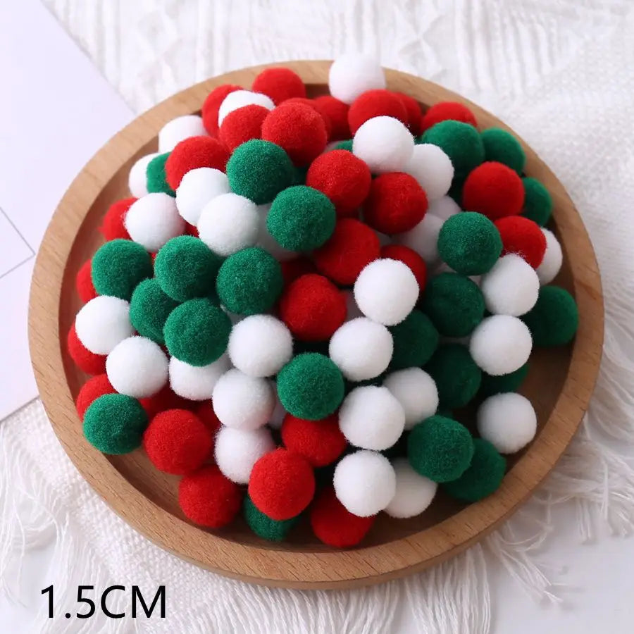 1Set 1-3cm Elasticity Plush Ball Handmade DIY Colorful Soft Ball String Flower Prop Christmas Tree Pendant Home/mall Decoration