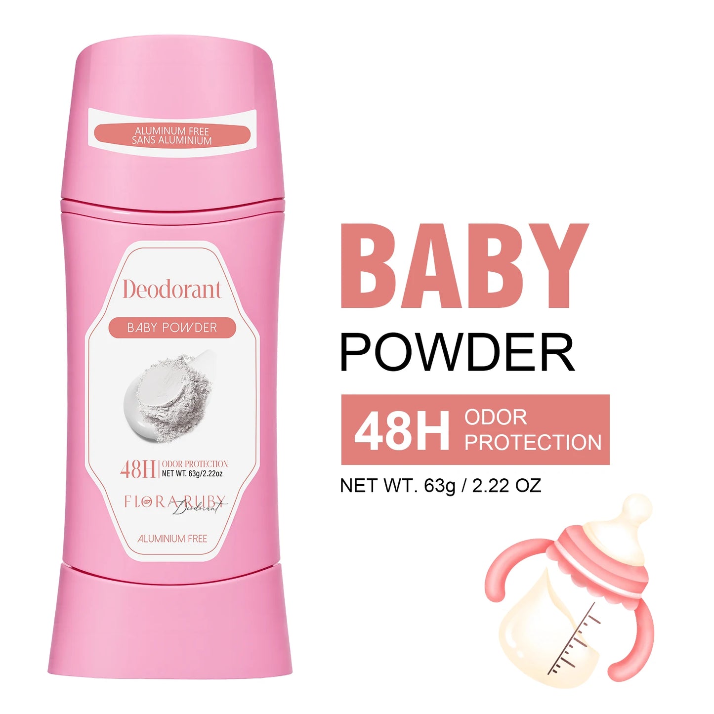 Women's Refreshing & Durable Solid Perfume, White Flowers and Rose Aroma,for All Day Underarm Sweat and Odor Protection 2.22OZ