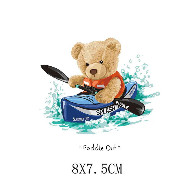 Cartoon Teddy Bear Sewing Hot Stamping Pattern Heat Transfer Printing Sticker High Elasticity Water-resistant Wash Resistant