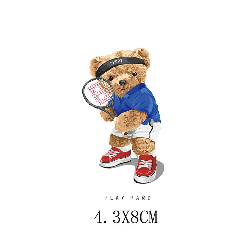 Cartoon Teddy Bear Sewing Hot Stamping Pattern Heat Transfer Printing Sticker High Elasticity Water-resistant Wash Resistant