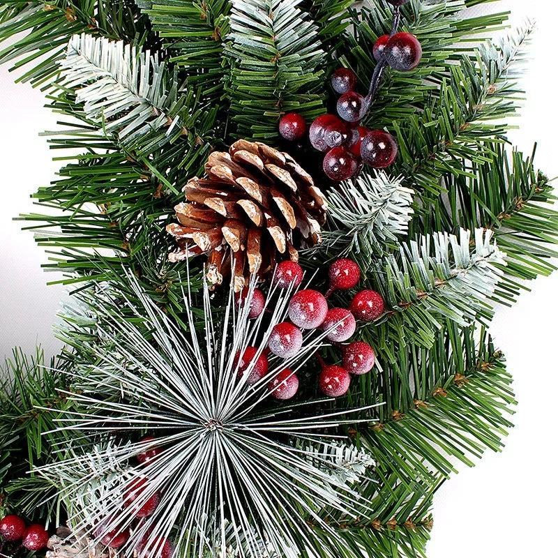 Festival Artificial Green Holiday decorations wholesale pvc Christmas Santa wreath garland for door hanging