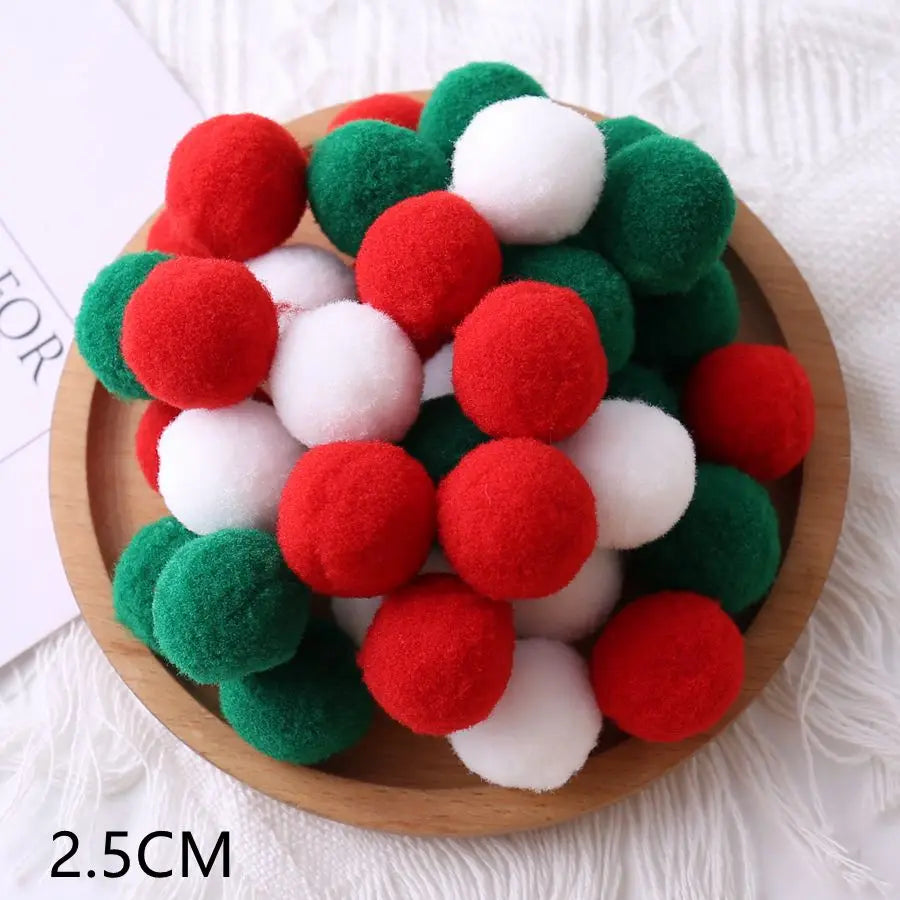 1Set 1-3cm Elasticity Plush Ball Handmade DIY Colorful Soft Ball String Flower Prop Christmas Tree Pendant Home/mall Decoration