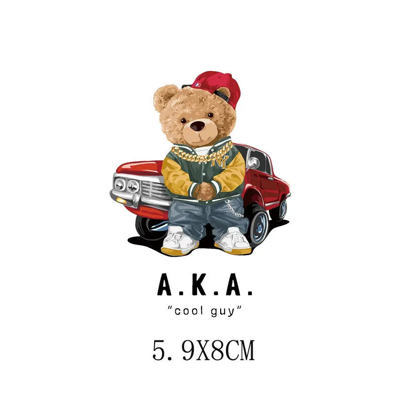 Cartoon Teddy Bear Sewing Hot Stamping Pattern Heat Transfer Printing Sticker High Elasticity Water-resistant Wash Resistant