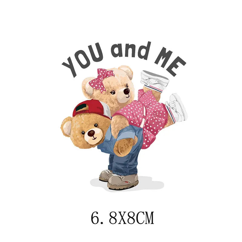 Cartoon Teddy Bear Sewing Hot Stamping Pattern Heat Transfer Printing Sticker High Elasticity Water-resistant Wash Resistant