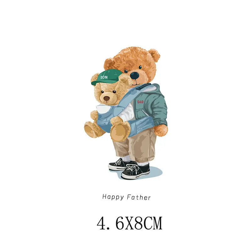 Cartoon Teddy Bear Sewing Hot Stamping Pattern Heat Transfer Printing Sticker High Elasticity Water-resistant Wash Resistant
