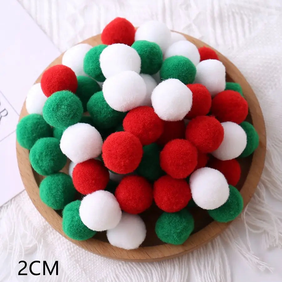 1Set 1-3cm Elasticity Plush Ball Handmade DIY Colorful Soft Ball String Flower Prop Christmas Tree Pendant Home/mall Decoration
