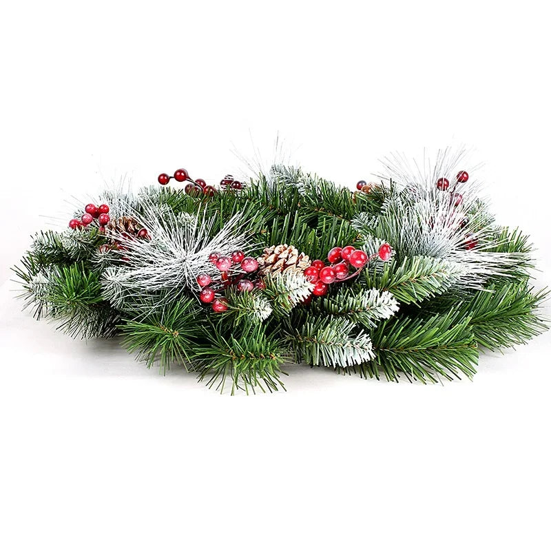 Festival Artificial Green Holiday decorations wholesale pvc Christmas Santa wreath garland for door hanging