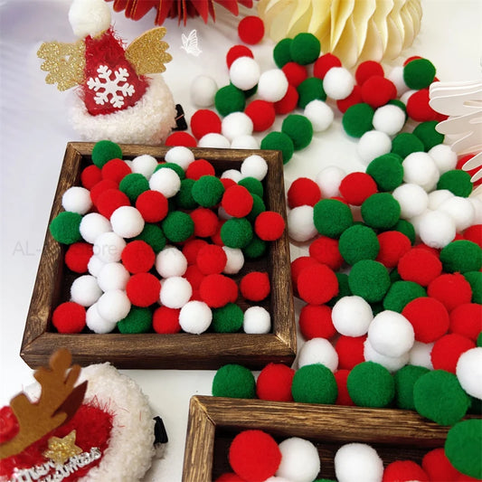 1Set 1-3cm Elasticity Plush Ball Handmade DIY Colorful Soft Ball String Flower Prop Christmas Tree Pendant Home/mall Decoration