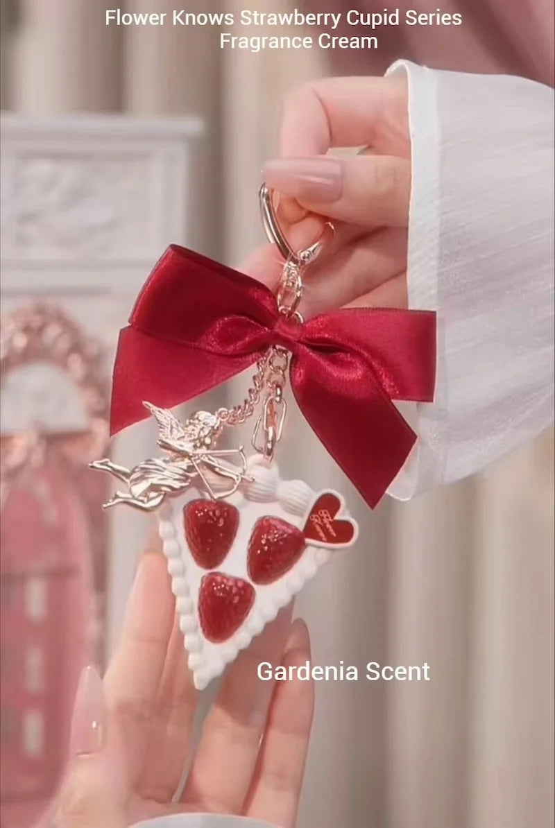 Flower Knows Strawberry Cupid Solid Perfume Balm Cute Portable Hand Cream Decorative Pendant Perfumes Convenient On-the-Go