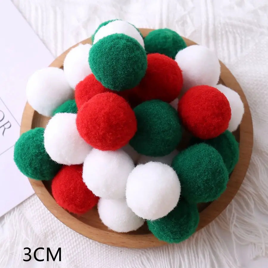 1Set 1-3cm Elasticity Plush Ball Handmade DIY Colorful Soft Ball String Flower Prop Christmas Tree Pendant Home/mall Decoration