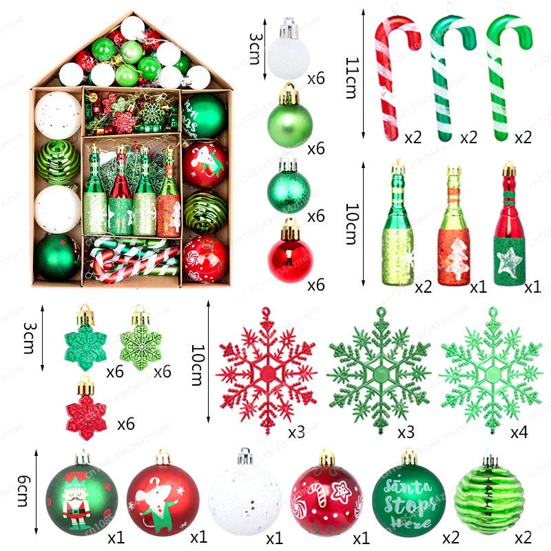 Christmas balls 70 boxed special-shaped painted hanging balls Christmas tree pendants Colorful balls Christmas decorations