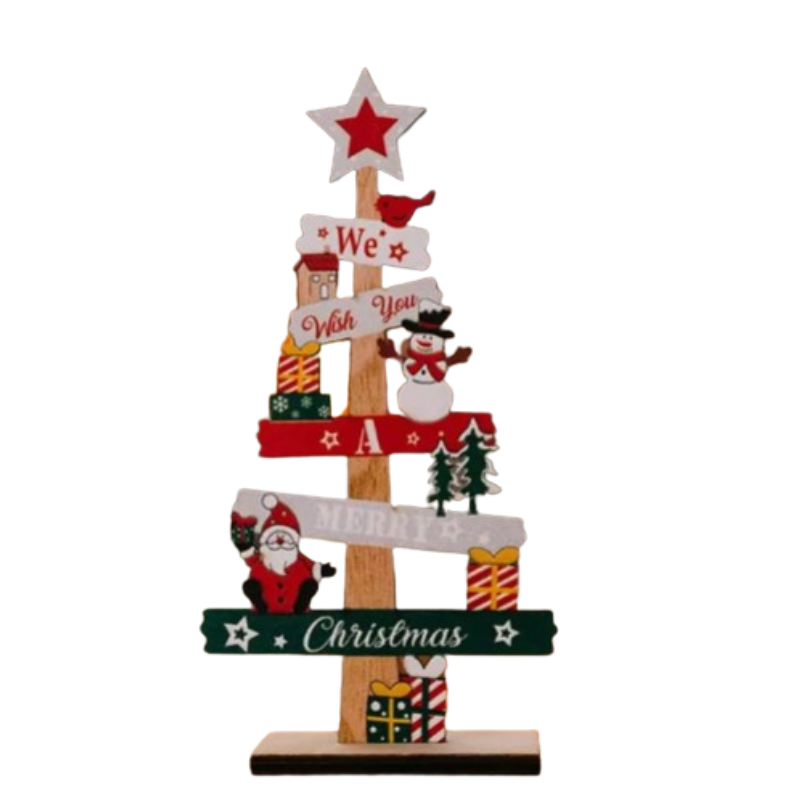 NNEOBA Desktop Christmas Tree Santa Claus DIY Decoration Wooden Christmas