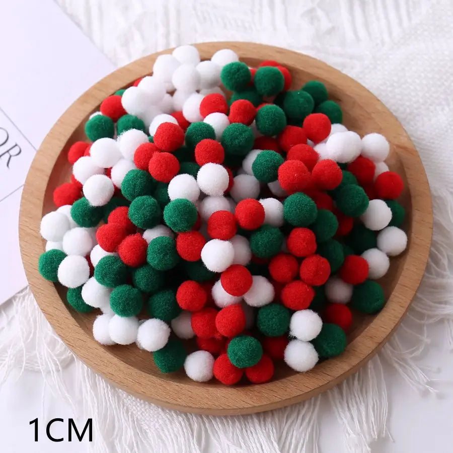 1Set 1-3cm Elasticity Plush Ball Handmade DIY Colorful Soft Ball String Flower Prop Christmas Tree Pendant Home/mall Decoration
