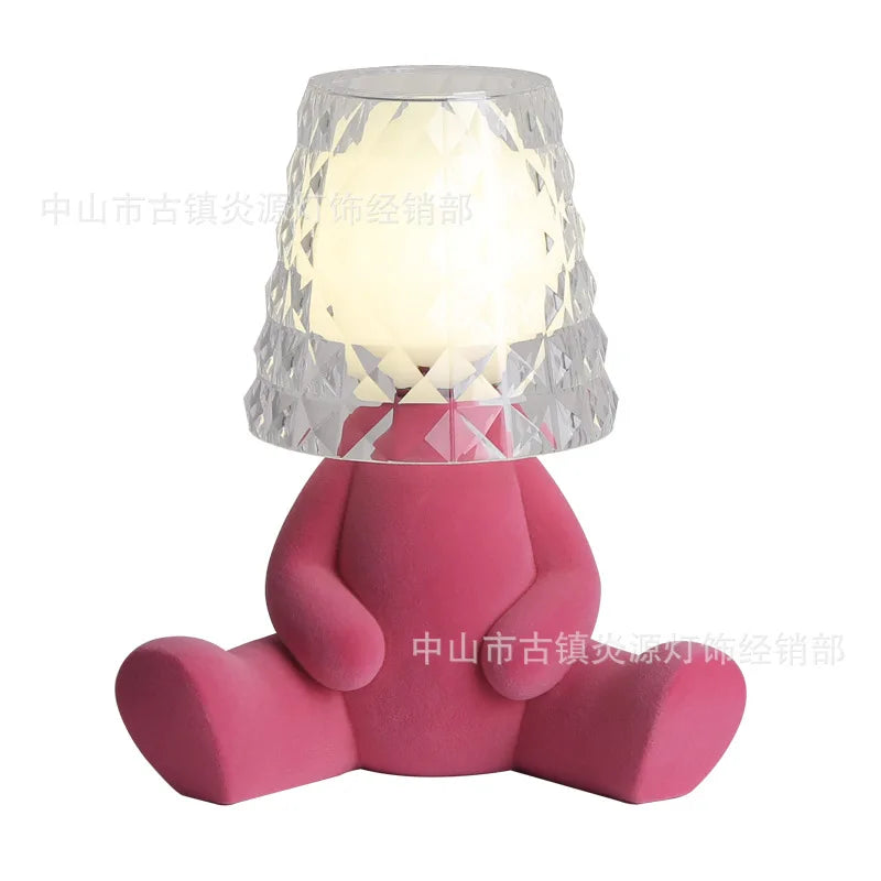 Nordic living room bedroom bedside table lamp creative cute children's room mini electroplating golden man night light