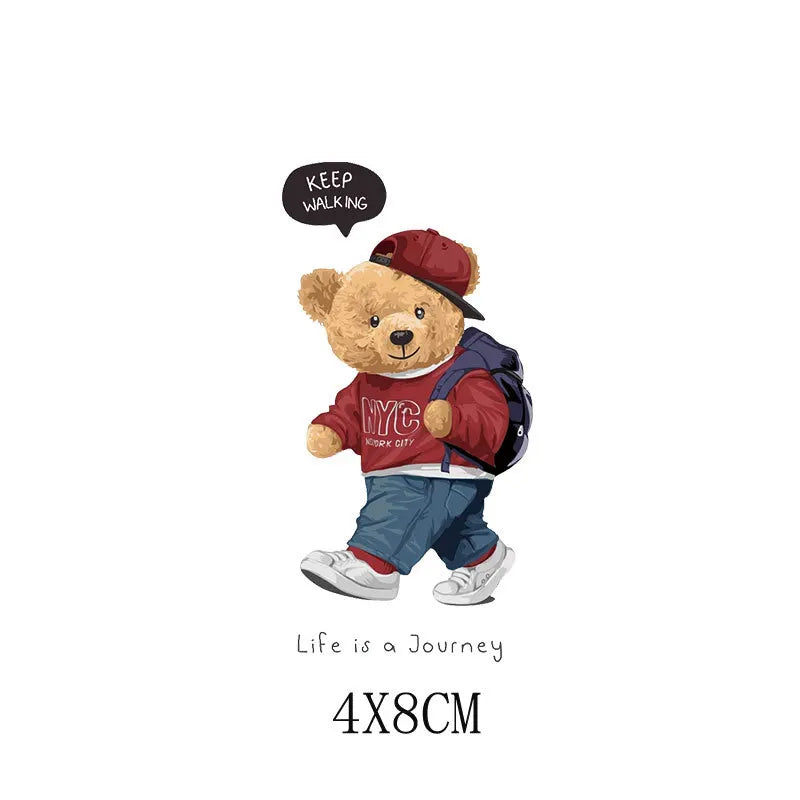 Cartoon Teddy Bear Sewing Hot Stamping Pattern Heat Transfer Printing Sticker High Elasticity Water-resistant Wash Resistant
