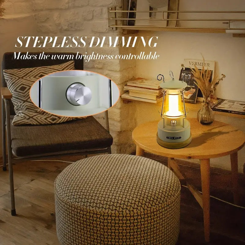 NNETM Vintage Rechargeable Camping Lantern - Dimmable LED, Waterproof Retro Light