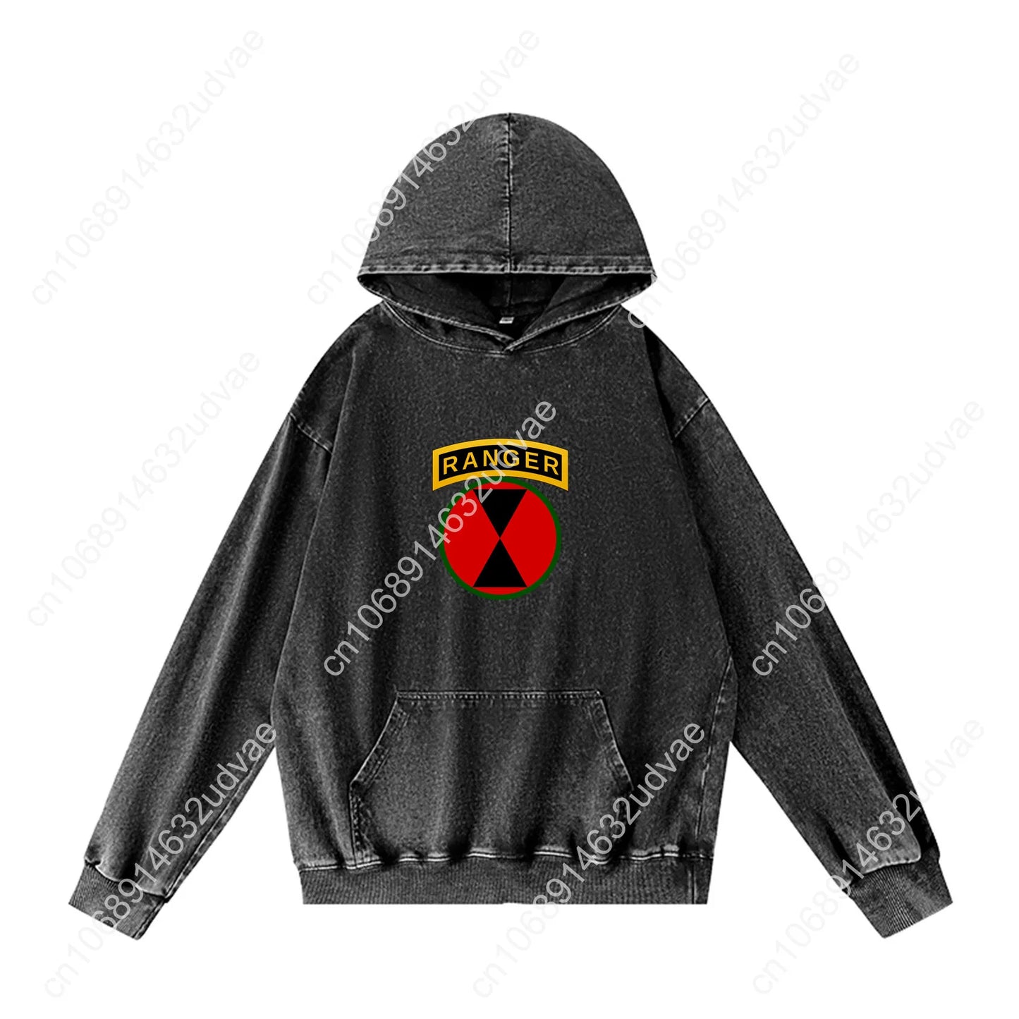 7th Infantry Division Patch with Ranger Tab Hoodies Retro Hooded Sweatshirt Man Woman Teenager Pullover Pocket Customized Tops