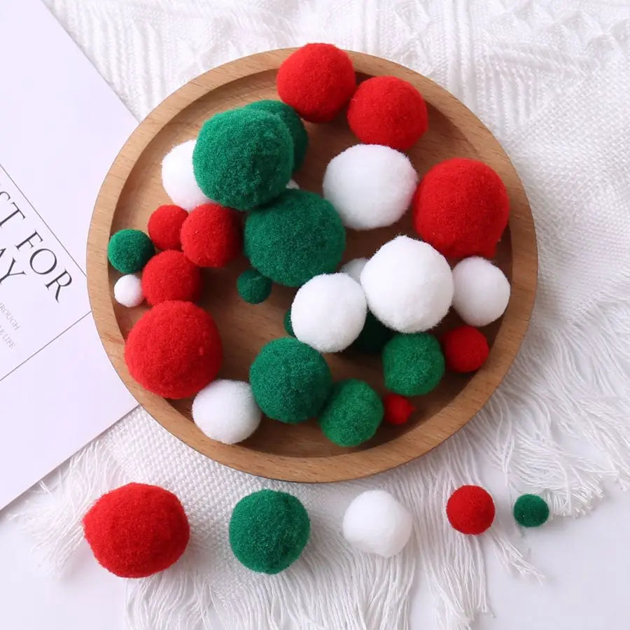 1Set 1-3cm Elasticity Plush Ball Handmade DIY Colorful Soft Ball String Flower Prop Christmas Tree Pendant Home/mall Decoration