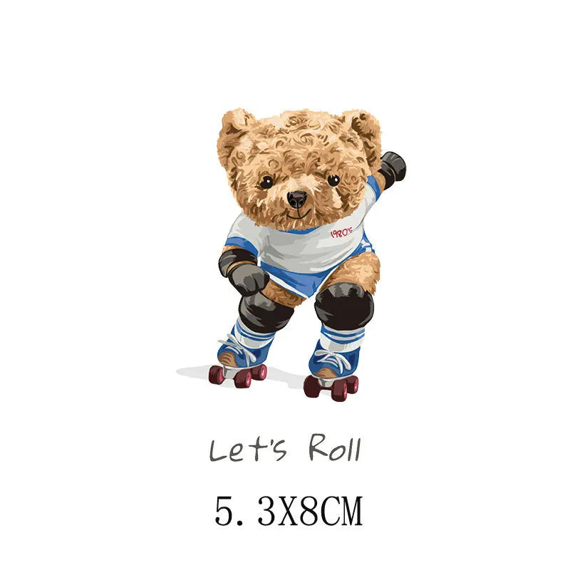 Cartoon Teddy Bear Sewing Hot Stamping Pattern Heat Transfer Printing Sticker High Elasticity Water-resistant Wash Resistant