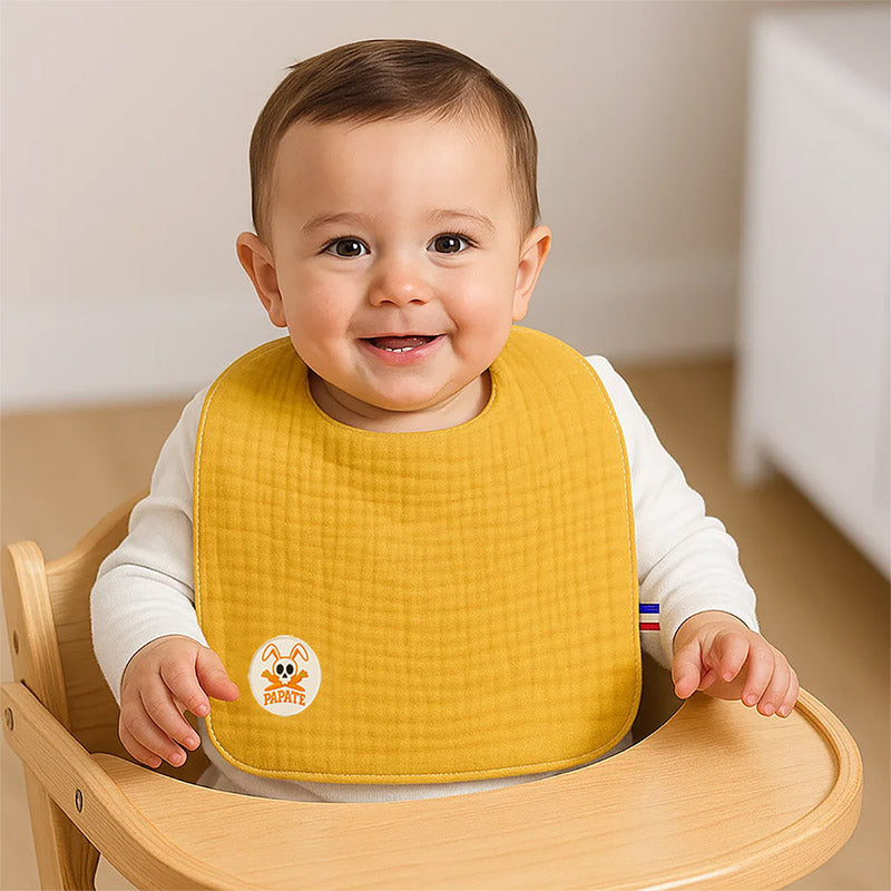 Bavoir camel en coton bio papate bebe gots