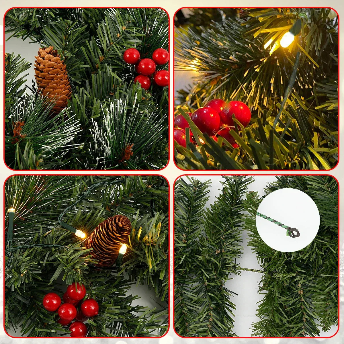 LED Pine Cone Christmas Garland Decoration