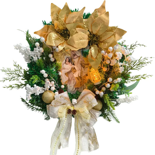 Christmas Jesus Wreath Golden Flower Garland Decoration