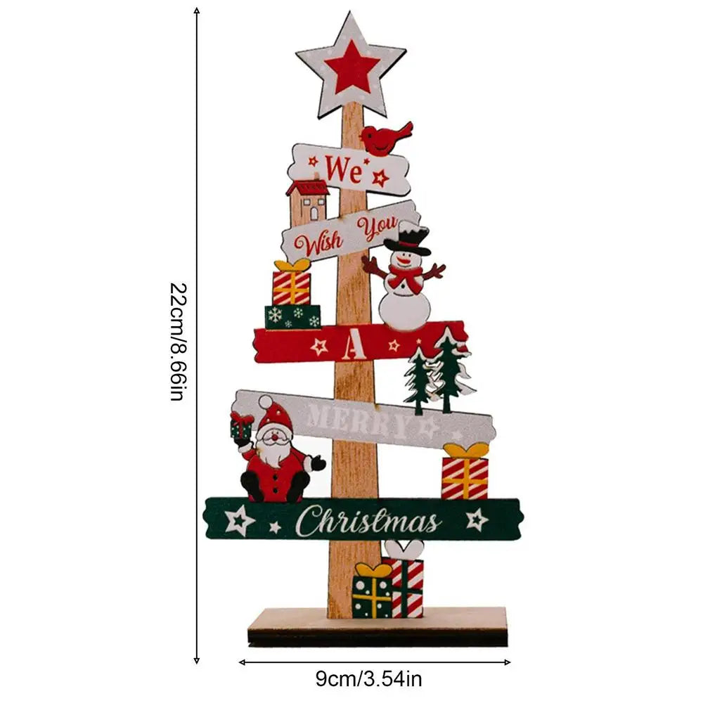 NNEOBA Desktop Christmas Tree Santa Claus DIY Decoration Wooden Christmas