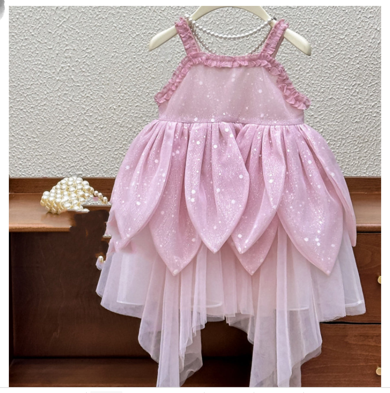 Robe d'été à bretelles fleuries pour fille, style princesse française haut de gamme pour anniversaire.