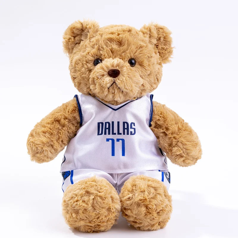25cm Cute Bear Plush Toy Stuffed Teddy Bear Wear Basketball Star T-shirt Kids Toys Birthday Christmas Gift for Basketball Fans