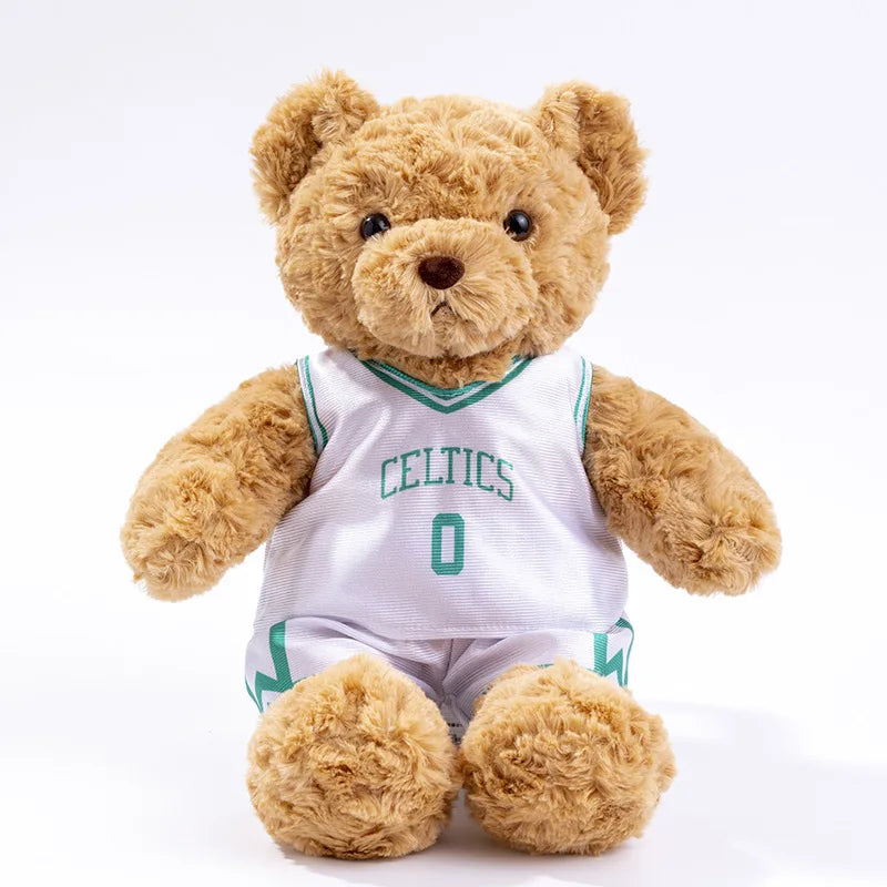 25cm Cute Bear Plush Toy Stuffed Teddy Bear Wear Basketball Star T-shirt Kids Toys Birthday Christmas Gift for Basketball Fans