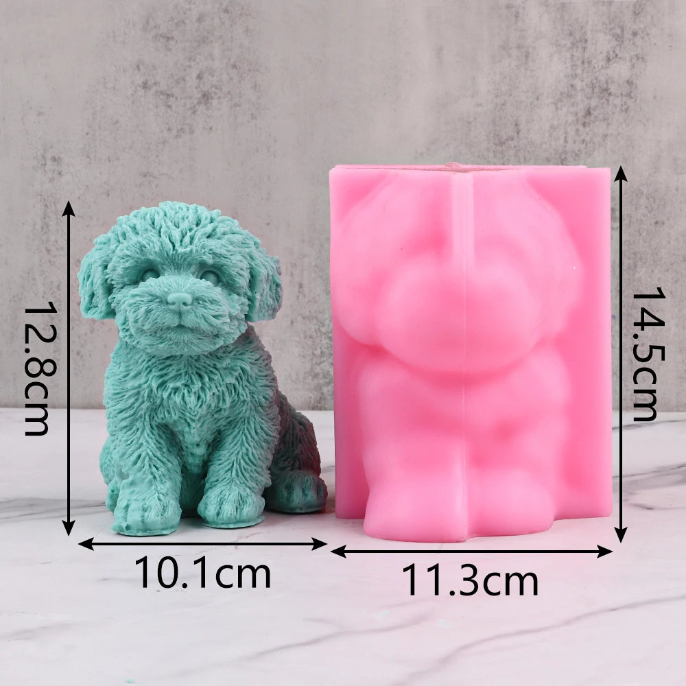 Large Size Teddy Dog Candle Silicone Mold Cute Animal Handmade Craft Gypsum Candle Resin Mould DIY Silicone Soy Wax Molds Decor