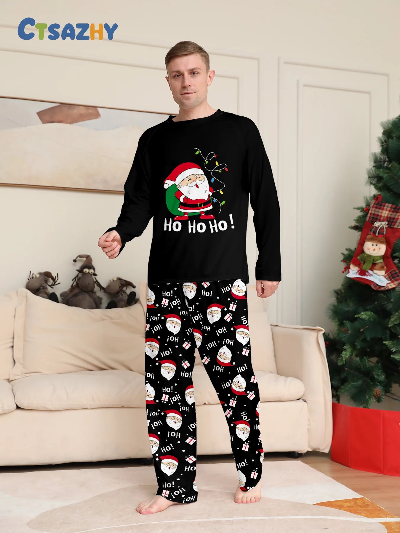 2025 Family Christmas Pajamas Parent-child Clothing Set Santa Claus Print 2 Pieces Suit Soft Loose Sleepwear Xmas Look Pyjamas