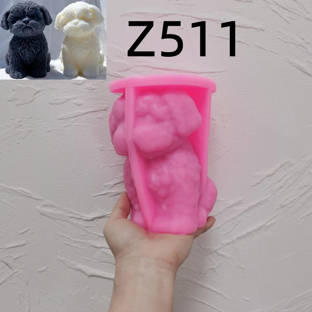 Sitting Shih Tzu Puppy Silicone Candle Mold Figurine Dog Lover Home Decor Animal Pet Puppy Soy Wax Silicone Mould