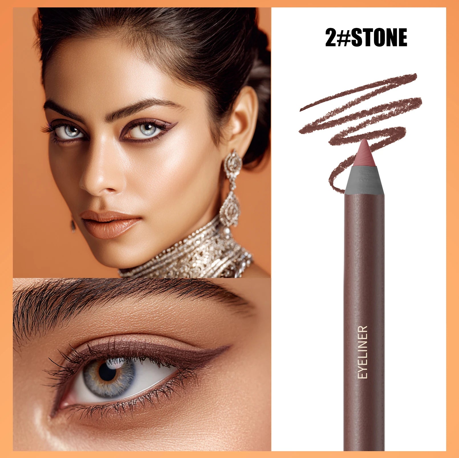 Crayon eyeliner, résistant à l'eau et à la transpiration, longue tenue et sans bavure, avec recharge dure.