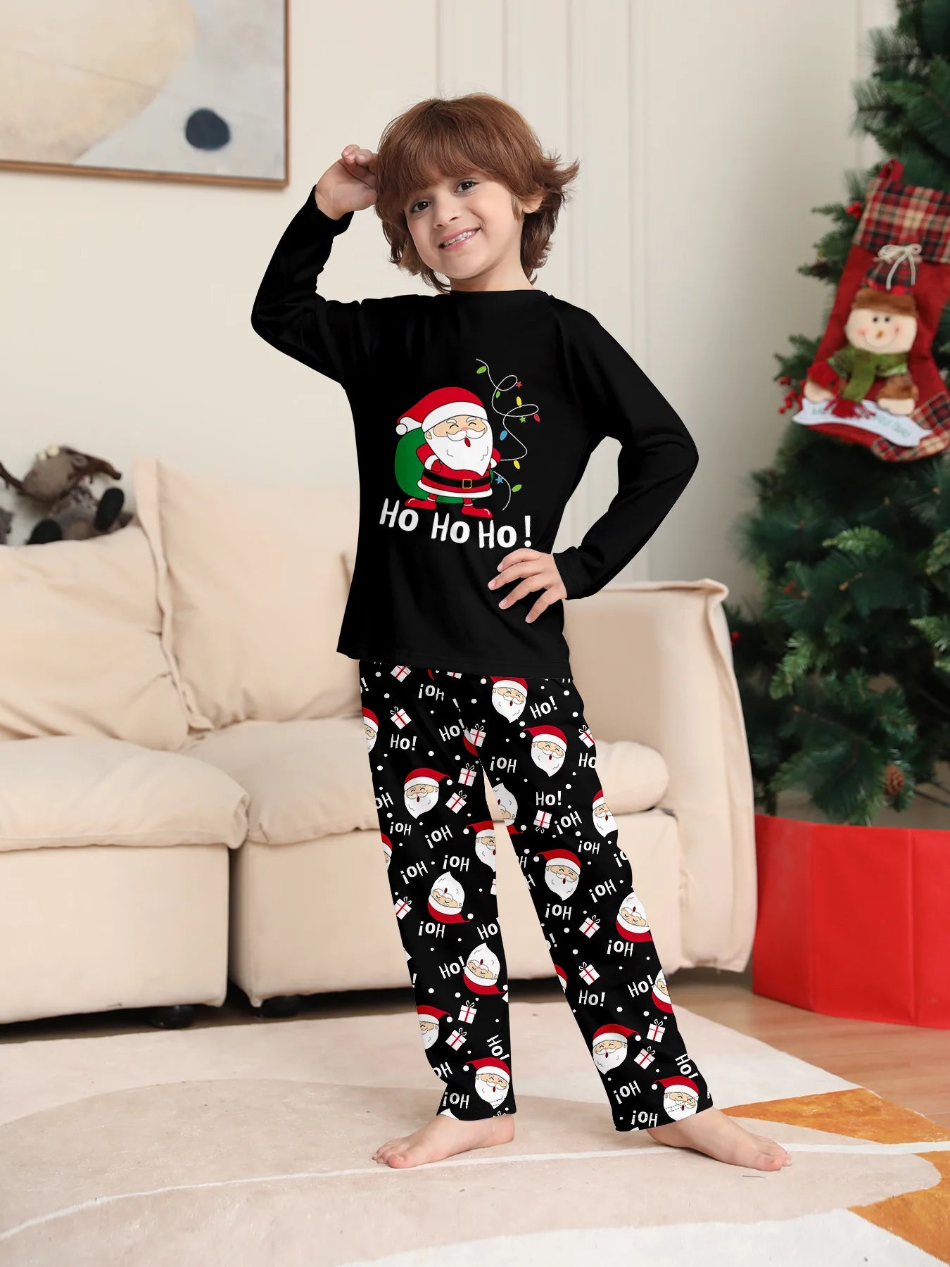 2025 Family Christmas Pajamas Parent-child Clothing Set Santa Claus Print 2 Pieces Suit Soft Loose Sleepwear Xmas Look Pyjamas