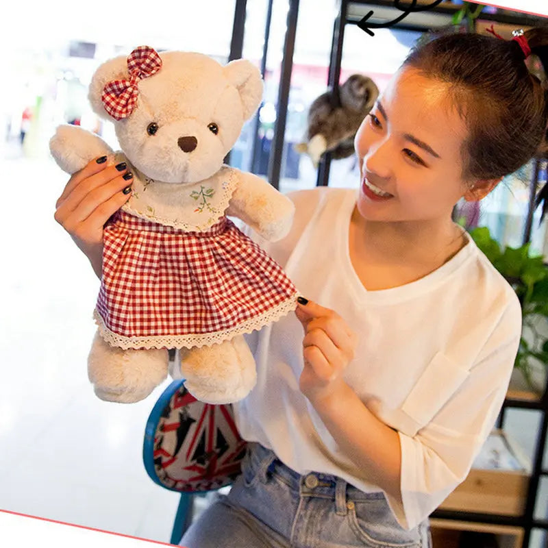 Cartoon 1 PCS Lover Wedding Bear Doll Soft Stuffed Plush Toy Dress Bear Animal Doll For Audlt Birthday Gift