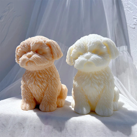 Sitting Shih Tzu Puppy Silicone Candle Mold Figurine Dog Lover Home Decor Animal Pet Puppy Soy Wax Silicone Mould