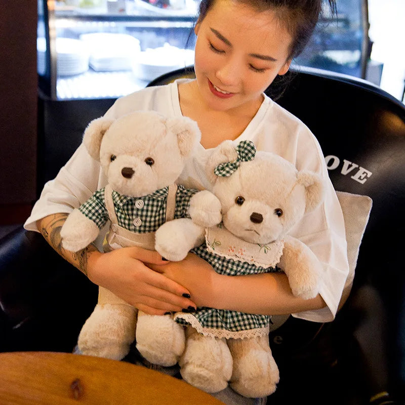 Cartoon 1 PCS Lover Wedding Bear Doll Soft Stuffed Plush Toy Dress Bear Animal Doll For Audlt Birthday Gift