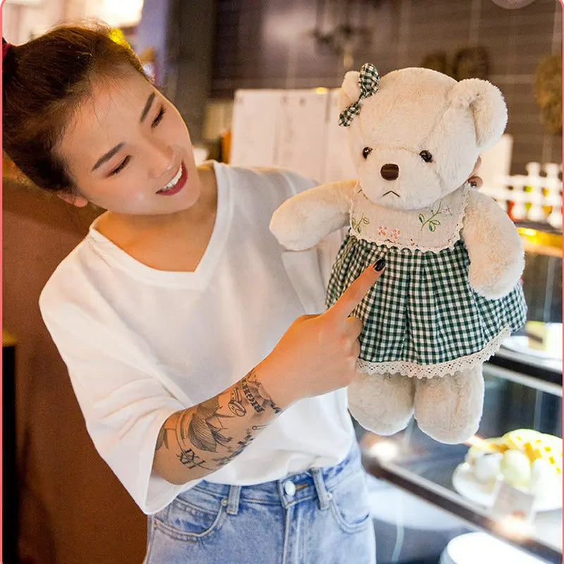 Cartoon 1 PCS Lover Wedding Bear Doll Soft Stuffed Plush Toy Dress Bear Animal Doll For Audlt Birthday Gift