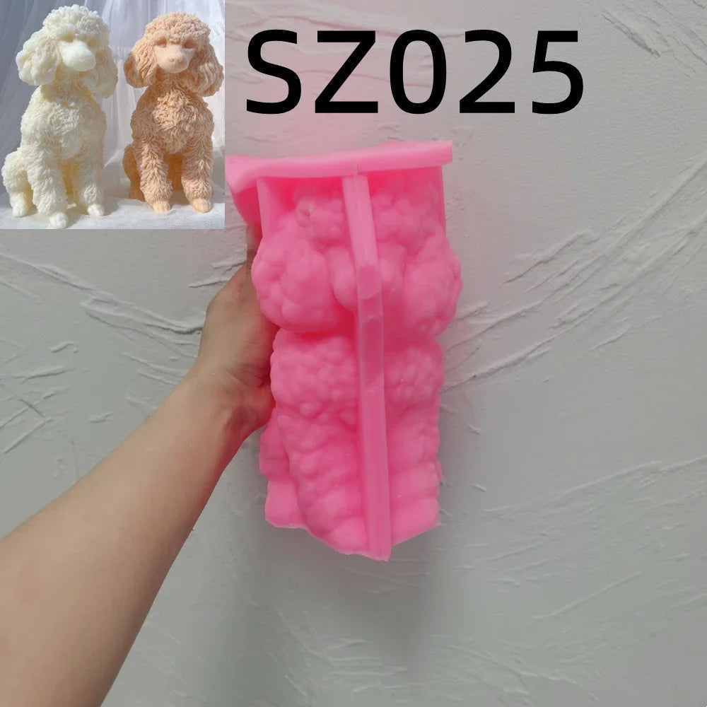 Poodle Dog Puppy Candle Mold Animal Puppies Soy Wax Silicone Mould Dog Lover Home Decor